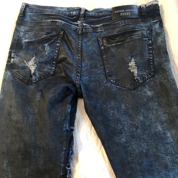 Denim house sz 34 distressed stacked moto jeans - Picture 5 of 6